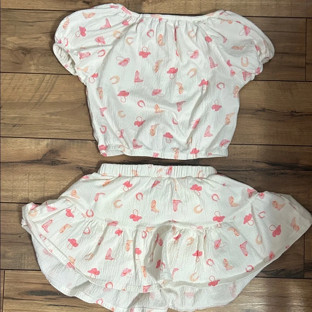 Cynthia Rowley Cowgirl Pink and Cream Kids Skirt Set with Built in Shorts